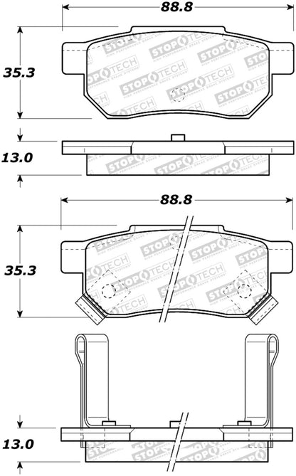 StopTech Sport Brake Pads w/Shims & Hardware - Rear