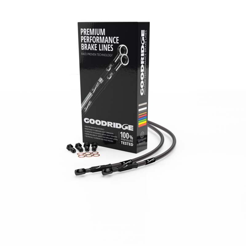 Goodridge 88-90 BMW K100RS ABS Carbon Front SS Brake Lines w/Black Fittings