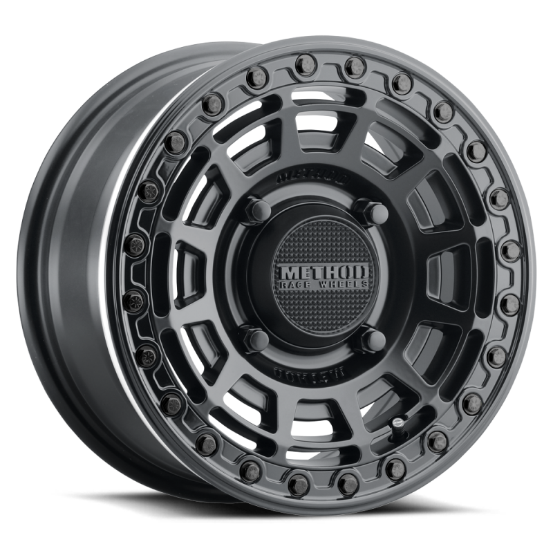 Method MR415 Beadlock 15x7 / 5+2/38mm Offset / 5x4.5 / 76mm CB Matte Black Wheel - Gloss Black Ring