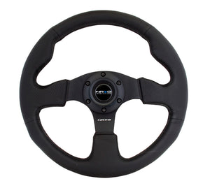 NRG Reinforced Steering Wheel (320mm) Black Leather w/Black Stitching