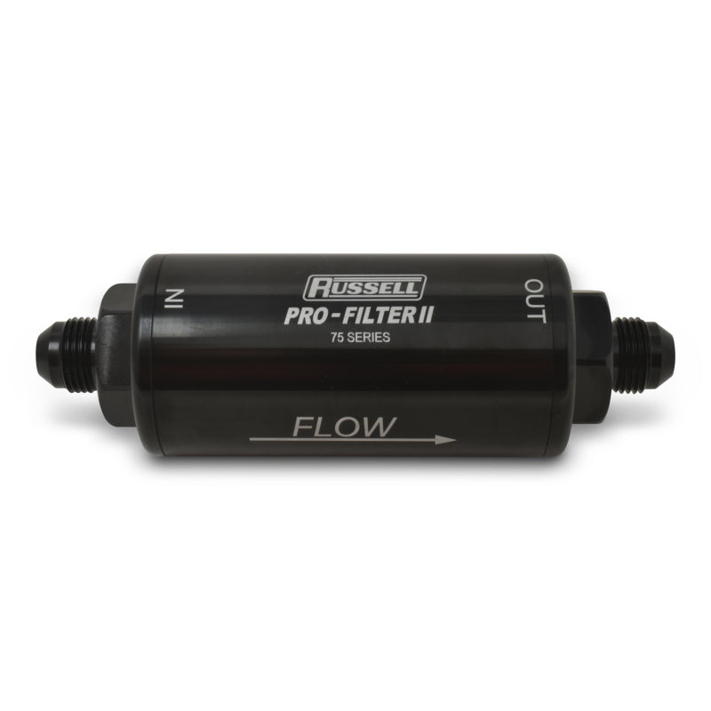 Russell Performance Profilter Fuel Filter 6.25in Long 10 Micron -6AN Inlet -10AN Outlet - Black