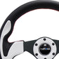 NRG Reinforced Steering Wheel (320mm) Blk w/White Trim & 4mm 3-Spoke