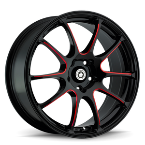 Konig Illusion 17x7 5x114.3 ET40 Black/Ball Cut Red