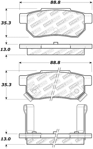 StopTech 90-01 Acura Integra Street Select Brake Pads - Rear