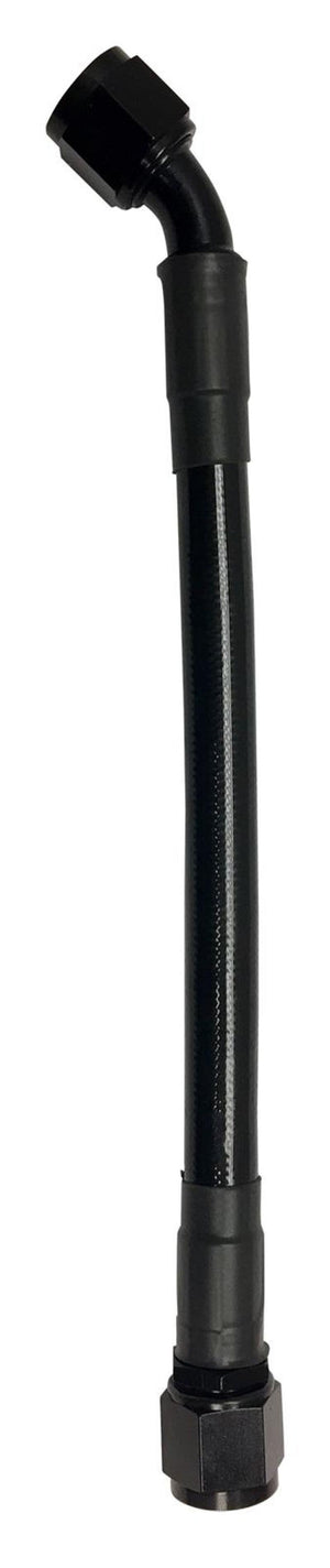 Fragola -8AN Ext Black PTFE Hose Assembly Straight x 45 Degree 36in