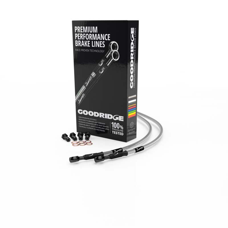 Goodridge 76in Universal Clutch Line w/Blk Zinc Fittings & Clear Hose - 90Deg Banjo w/20Deg 7/16 UNF