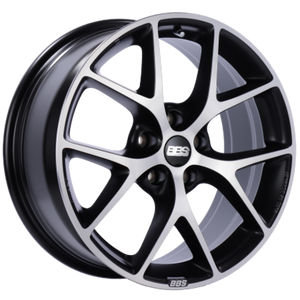 BBS SR 17x7.5 5x100 ET37 Satin Black Diamond Cut Face Wheel -70mm PFS/Clip Required