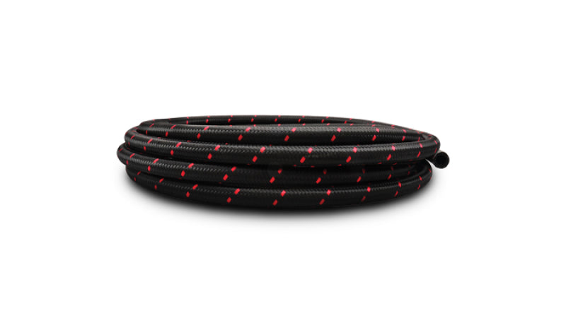 Vibrant -10 AN Two-Tone Black/Red Nylon Braided Flex Hose (10 foot roll)