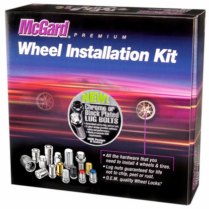 McGard 4 Lug Hex Install Kit w/Locks (Cone Seat Bolt) M12X1.25 / 17mm Hex / 22.0mm Shank L. - Black