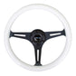 NRG Classic Wood Grain Steering Wheel (350mm) Glow-In-The-Dark Blue Grip w/Black 3-Spoke Center