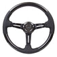 NRG Carbon Fiber Steering Wheel (350mm / 1.5in. Deep) Leather Trim w/Blk Stitch & Slit Cutout Spokes