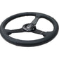 NRG Sport Steering Wheel (350mm / 1.5in Deep) Black Leather Black Stitch w/Matte Black Solid Spokes