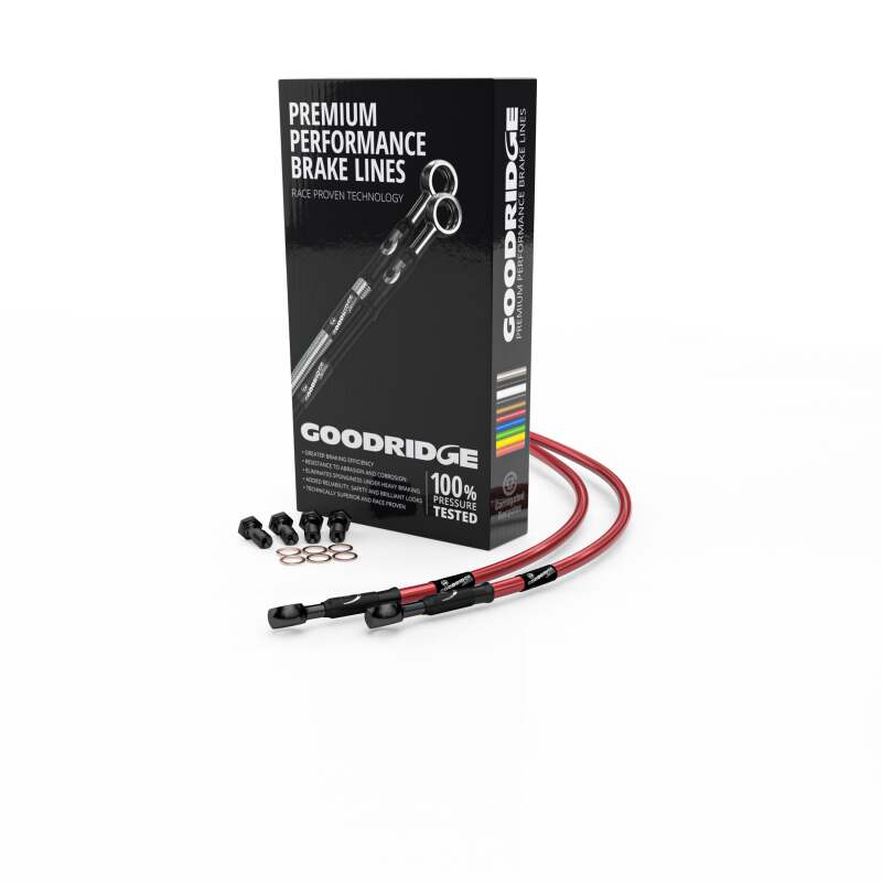 Goodridge 22-23 Yamaha MT-10/SP ABS Red Rear SS Brake Lines w/Black Fittings