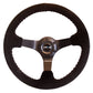 NRG Reinforced Steering Wheel (350mm / 3in. Deep) Blk Suede w/Blk BBall Stitch (Odi Bakchis Edition)