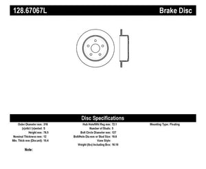 StopTech 12 Jeep Wrangler Rubicon Drilled Left Rear Rotor