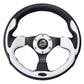 NRG Reinforced Steering Wheel (320mm) Blk w/White Trim & 4mm 3-Spoke