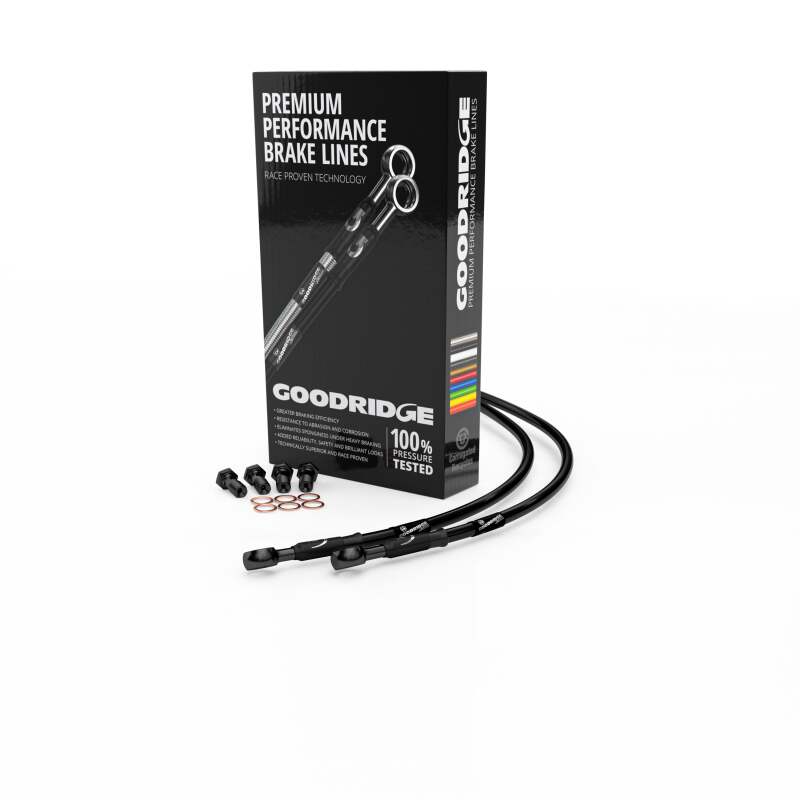 Goodridge 03-05 Triumph Daytona 600/650 RCE FT Black Brake Lines w/Black Fittings