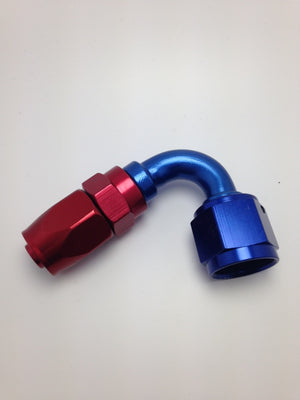 Fragola -6AN Nut x -8AN Hose 120 Degree Expanding Hose End - Blue/Red