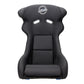 NRG FRP Bucket Seat - White Finish with Arrow Embroidery And Blue Side Mount Bracket