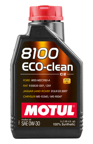 Motul 1L Synthetic Engine Oil 8100 Eco-Clean 0W30 12X1L - C2/API SM/ST.JLR 03.5007 - 1L