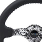 NRG Reinforced Steering Wheel (350mm / 3in. Deep) Blk Leather w/Hydrodipped Digi-Camo Spokes