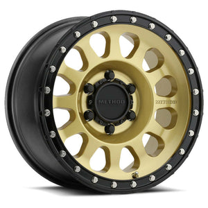 Method MR315 20x10 / 6x5.5 BP / -18mm Offset / 106.25mm CB Gold - Black Lip Wheel