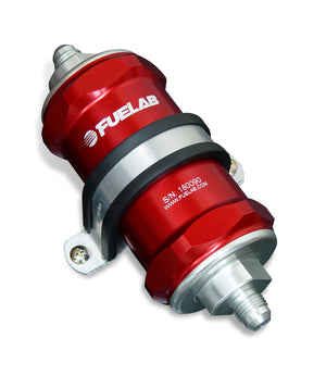 Fuelab 818 In-Line Fuel Filter Standard -12AN In/Out 40 Micron Stainless - Red