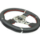 NRG Reinforced Steering Wheel (320mm) Blk Leather/Red Stitching w/Chrome 3-Spoke Center