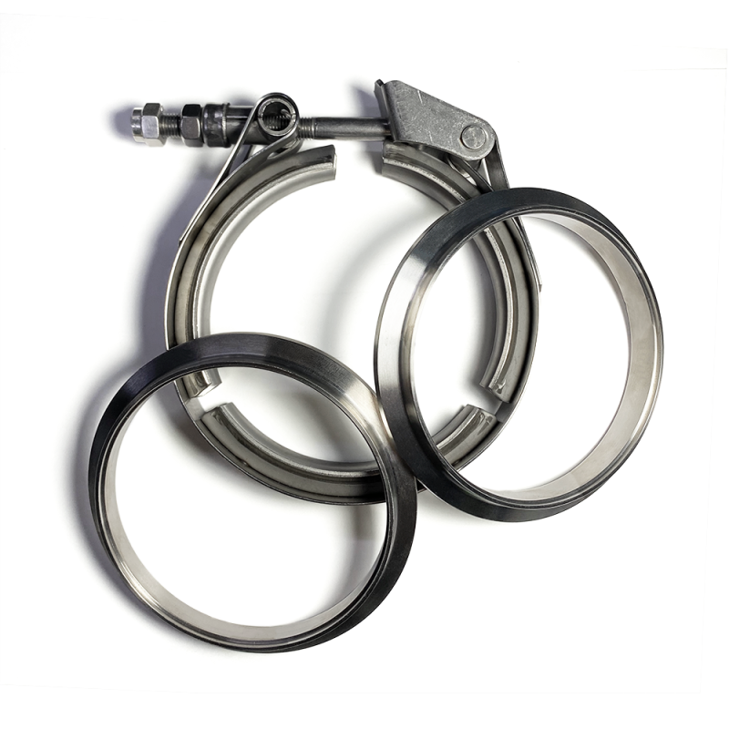 Ticon Industries 3.5in Titanium V-Band Clamp Assembly - Quick Release (w/Female Flange/Male Flange)