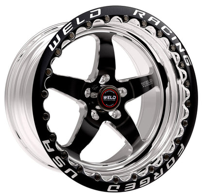 Weld S71 17x12 / 5x4.75 BP / 5.8in. BS Black Wheel (Medium Pad) - Black Single Beadlock MT