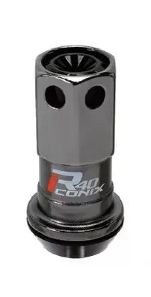 Project Kics R40 Iconix  12x1.25 Black Lug Nut (Black Seat) - 1pc