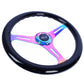 NRG Classic Wood Grain Steering Wheel (350mm) Black Paint Grip w/Neochrome 3-Spoke Center