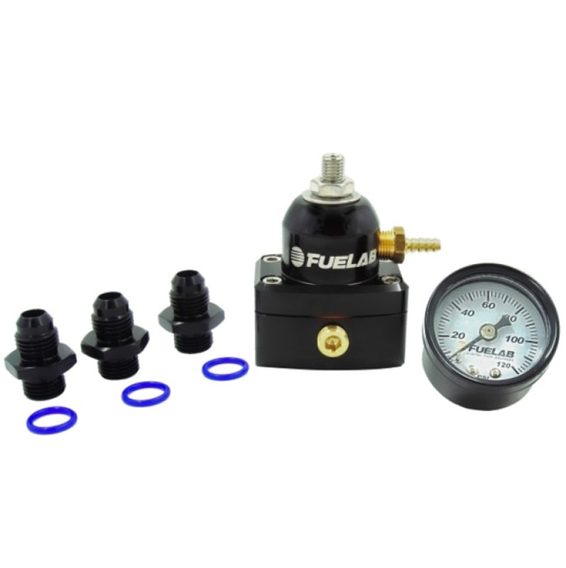 Fuelab 535 EFI Adjustable Mini FPR 25-90 PSI (2) -6AN In (1) -6AN Return (3) -6AN ORB w/Gauge Kit