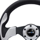 NRG Reinforced Steering Wheel (320mm) Blk w/Silver Trim & 5mm 3-Spoke