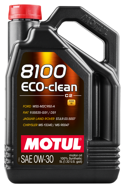 Motul 5L Synthetic Engine Oil 8100 0W30 4x5L ECO-CLEAN  ACEA C2 API SM ST.JLR 03.5007