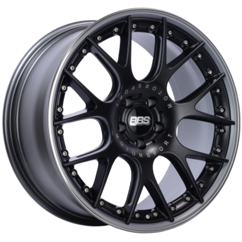 BBS CH-RII 20x8.5 5x112 ET42 Satin Black Center Platinum Lip SS Rim Prot Wheel -82mm PFS/Clip Req