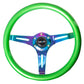 NRG Classic Wood Grain Steering Wheel (350mm) Green Pearl/Flake Paint w/Neochrome 3-Spoke Center