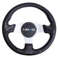 NRG Carbon Fiber Steering Wheel (350mm) Silver Frame Blk Stitching w/Rubber Cover Horn Button