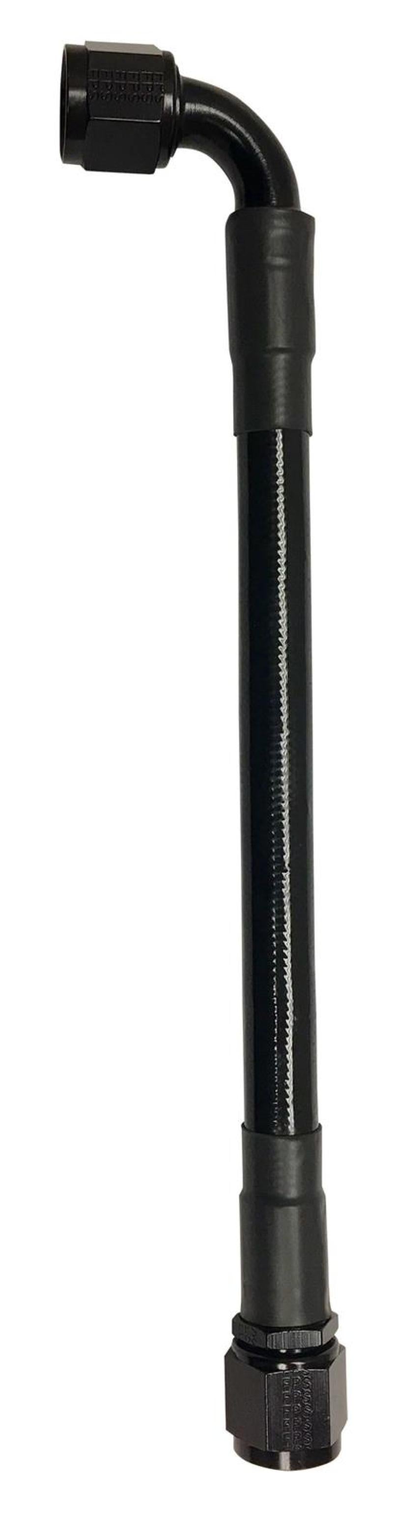 Fragola -6AN Ext Black PTFE Hose Assembly Straight x 90 Degree 36in