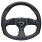 NRG Reinforced Steering Wheel (320mm Horizontal / 330mm Vertical) Leather w/Red Stitching