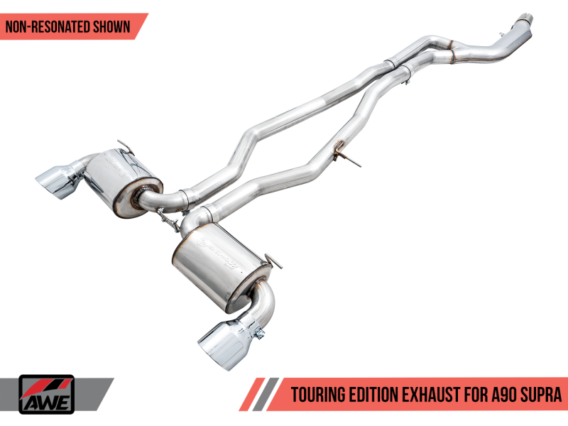 AWE 2020 Toyota Supra A90 Non-Resonated Touring Edition Exhaust - 5in Chrome Silver Tips