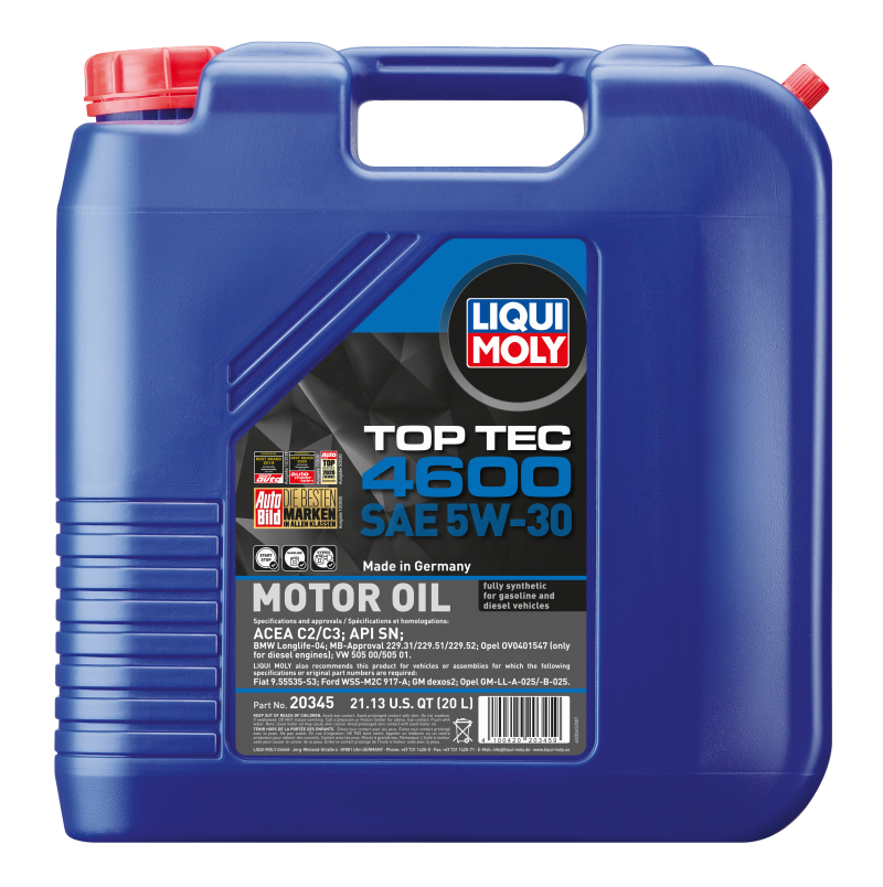 LIQUI MOLY 20L Top Tec 4600 Motor Oil SAE 5W30